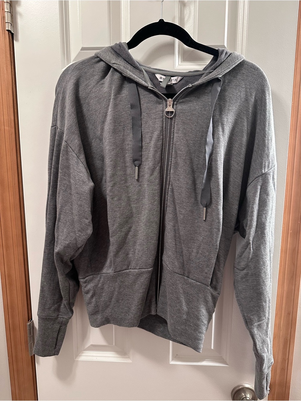Athleta Grey Zip-Up Hooded Sweatshirt extra-small tall